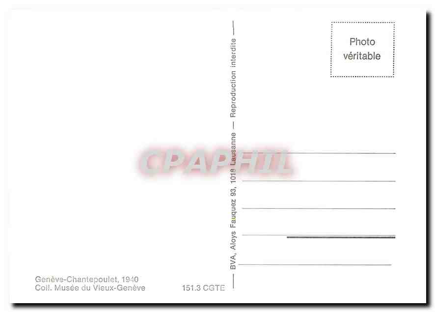 CPM Geneve-Chantepoulet 1940 — Verso