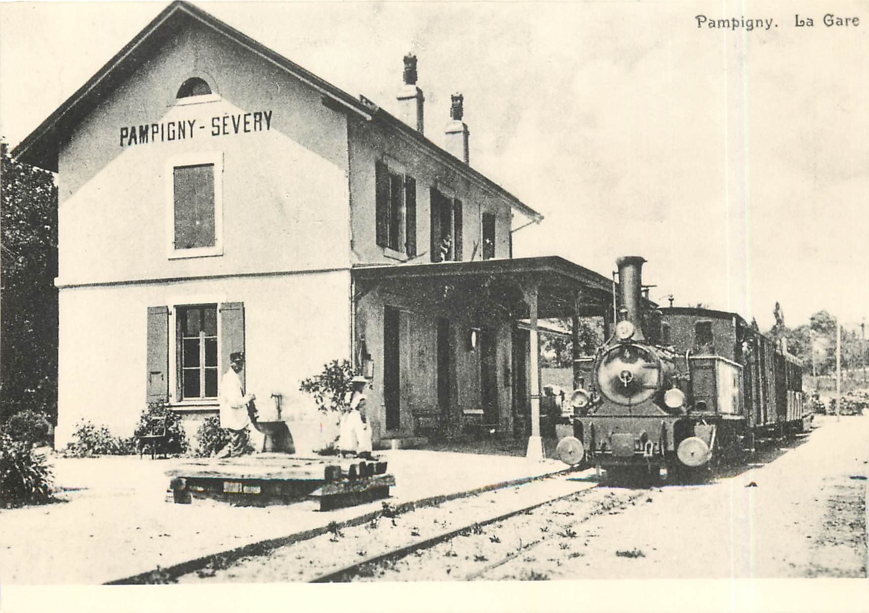 CPM Train pour Apples en gare de Pampigny-Severy au debut du siecle
