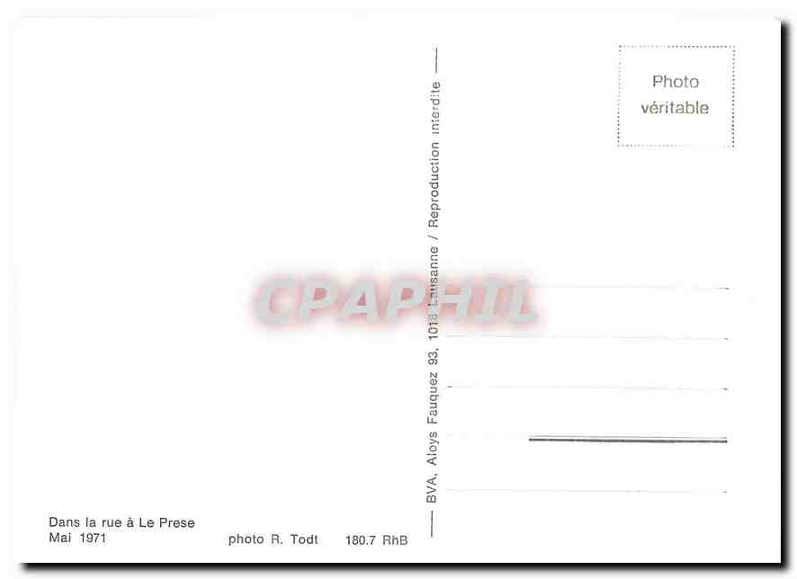 CPM Dans la rue a Le Prese Mai 1971 — Verso