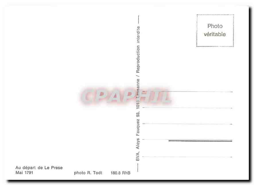 CPM Au depart de Le Prese Mai 1791 — Verso