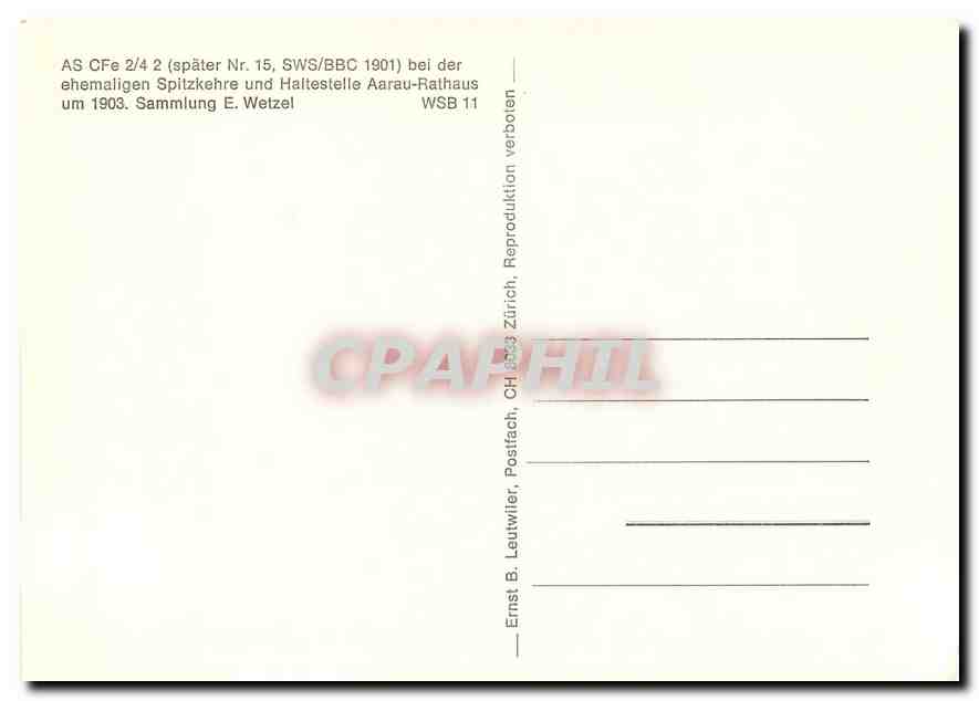 CPM AS CFe 2/4 2 bei der ehemaligen Spitzkehre und Haltestelle Aarau-Rathaus um 1903 — Verso
