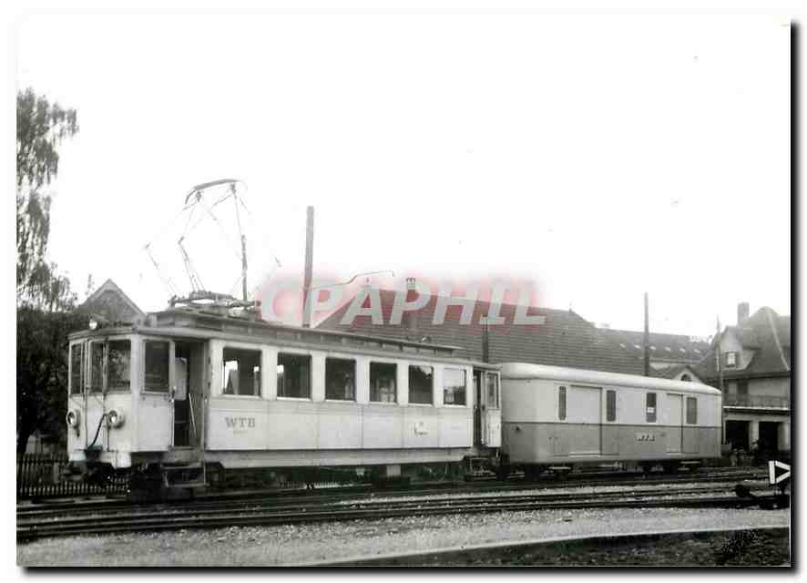 CPM WTB Ce 4/4 4 mit altem Wagenkasten und neuer Kupplung vor FZ4 55 um 1953 in Aarau