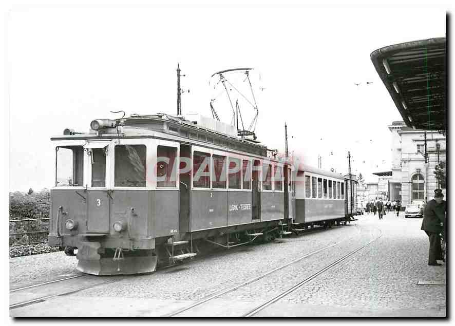 CPM ABFe 4/4 3 B4 15 et K 21 a Lugano place de la Gare 20.5.1957