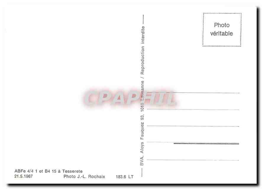 CPM ABFe 4/4 1 et B4 15 a Tesserete 21.5.1967 — Verso