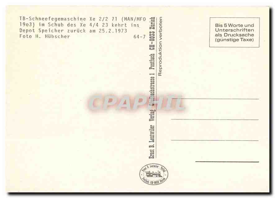 CPM Tb-Schneefegemaschine Xe 2/2 71 im schuib des Xe 4/4 23 kehrt ins Depot Speicher zurueck am 25.2 — Verso
