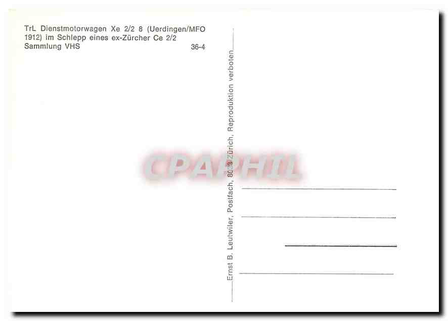 CPM TrL Dienstmotorwagen Xe 2/2 8 im Schlepp eines Ex-Zuercher Ce 2/2 Sammlung VHS — Verso