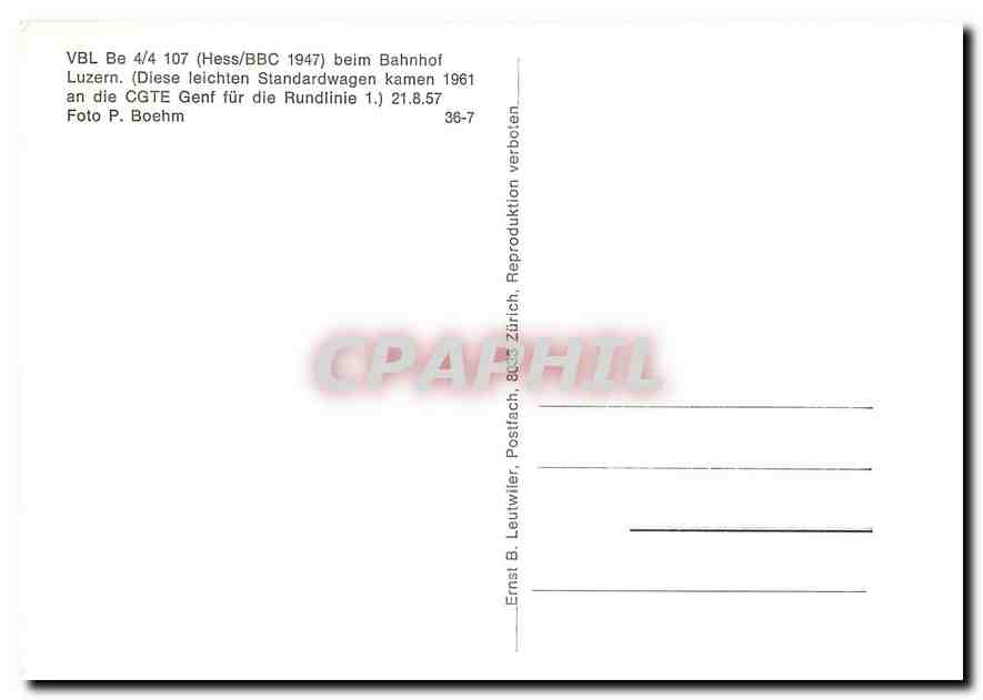 CPM VBL Be 4/4 107 beim Bahnhof Luzern — Verso