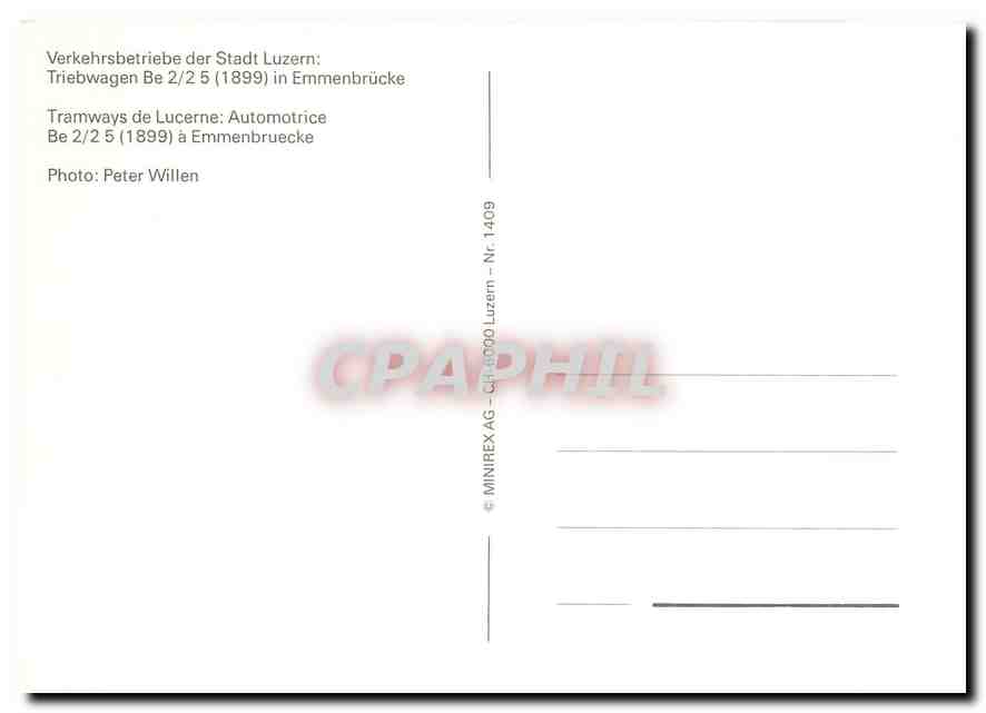 CPM Tramways de Lucerne: Automotrice Be 2/2 5 (1899) a Emmenbruecke Cointreau — Verso