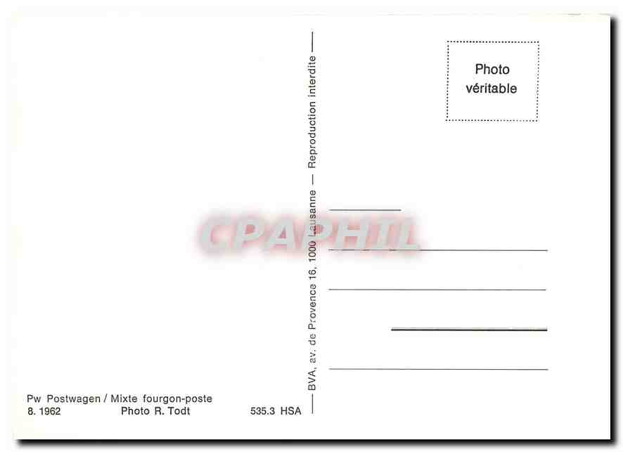 CPM Pw Postwagen/ Mixte fourgon-poste 8.1962 — Verso