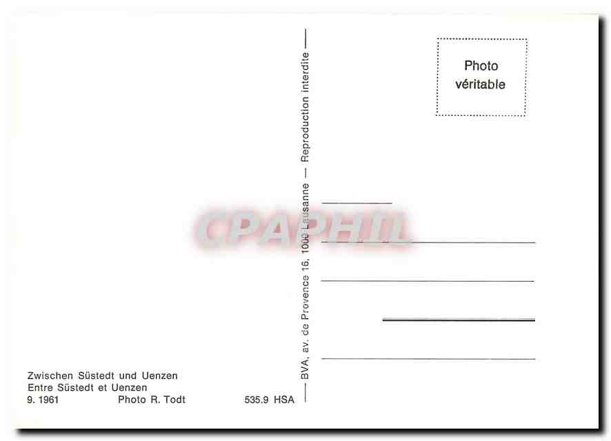 CPM Entre Suestedt et Uenzen 9.1961 — Verso