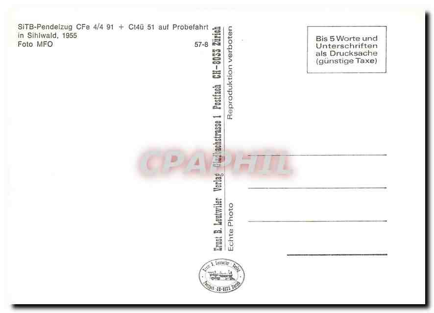 CPM Probefahrt des SITB CFe 2/4 81 auf dem ehemaligen Streckenabschnitt zwischen Langnau und Sihlwal — Verso