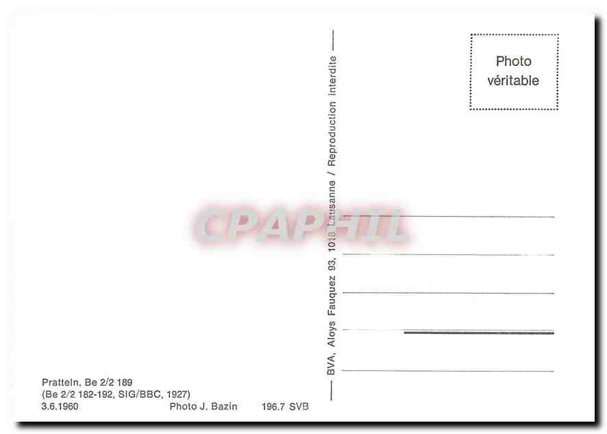 CPM Muttenz Be 2/2 190 3.6.1960 — Verso