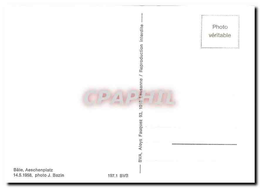 CPM Bale Aeschenplatz 14.5.1958 — Verso