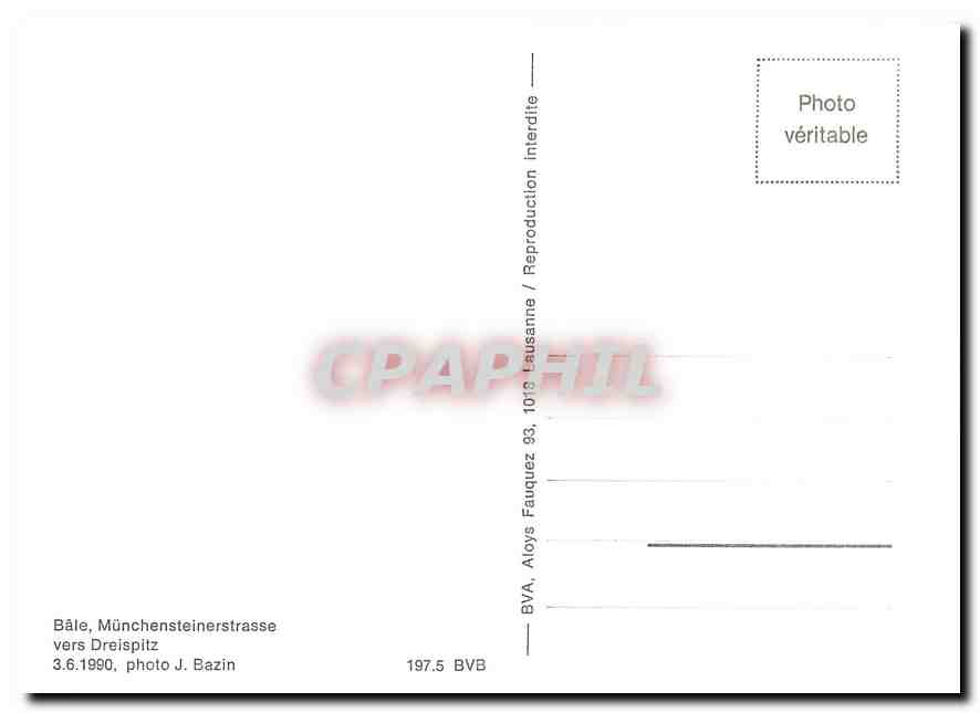 CPM Bale Muenchensteinerstrasse vers Dreispitz 3.6.1990 — Verso