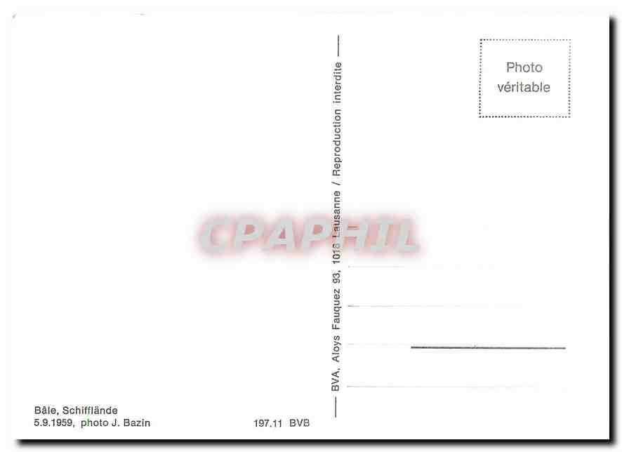 CPM Bale Schifflaende 5.9.1959 — Verso