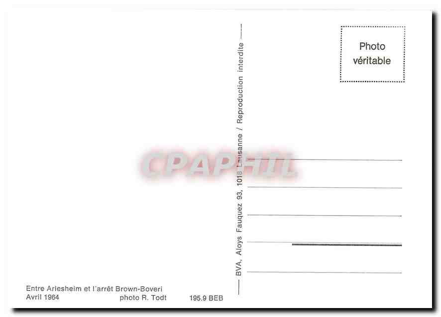 CPM Entre Arlesheim et l'arret Brown-Boveri Avril 1964 — Verso