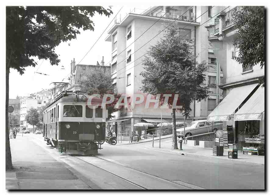 CPM Automotrice BFe 4/4 23 pour Lausanne-Chauderon a l'Avenue d'Echallens 10.7.1973
