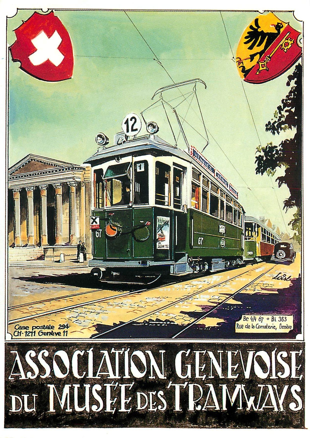 CPM Composition preservee par l'A.G.M.T depuis 1973 a son arrivee sur la Place Neuve. Motrice Be 4/4