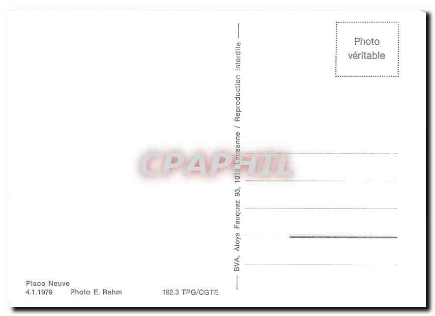 CPM Place Neuve 4.1.1979 — Verso