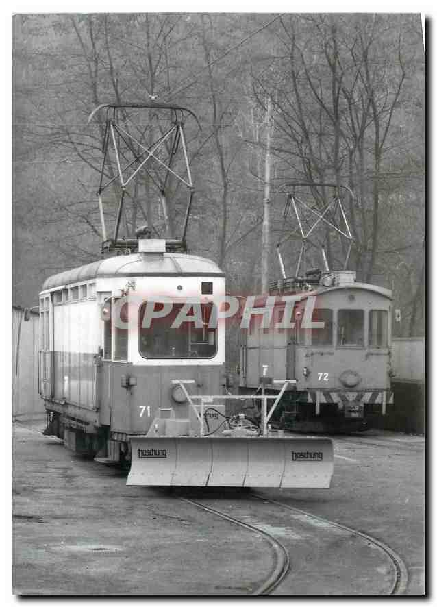 CPM Xe 4/4 71 Xe 2/2 72 et chasse-neige a la Jonction 31.12.1987
