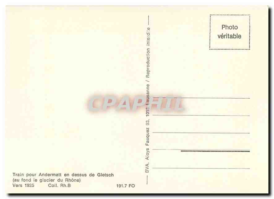 CPM Train pour Andermatt en dessus de Gletsch Vers 1925 — Verso