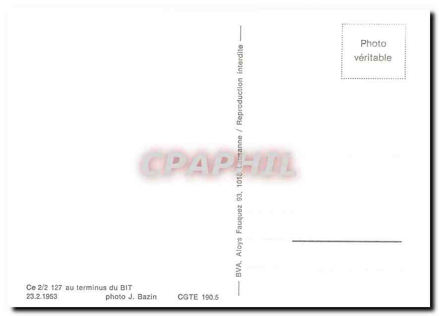 CPM Ce 2/2 127 au terminus du BIT 23.2.1953 — Verso