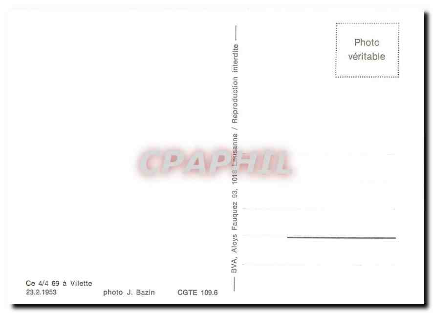 CPM Ce 4/4 69 a Vilette 23.2.1953 — Verso