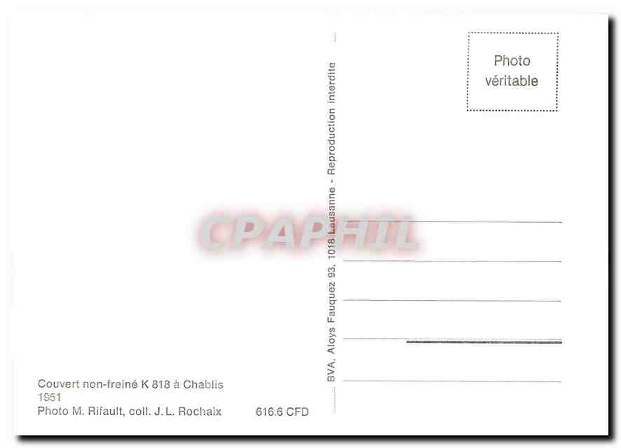 CPM Couvert non-freine K 818 a Chablis 1951 — Verso