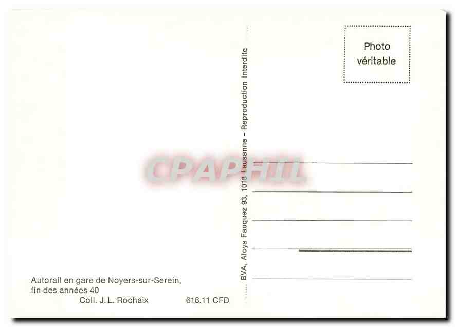 CPM Autorail en gare de Noyers-sur-Serein fin des annees 40 — Verso