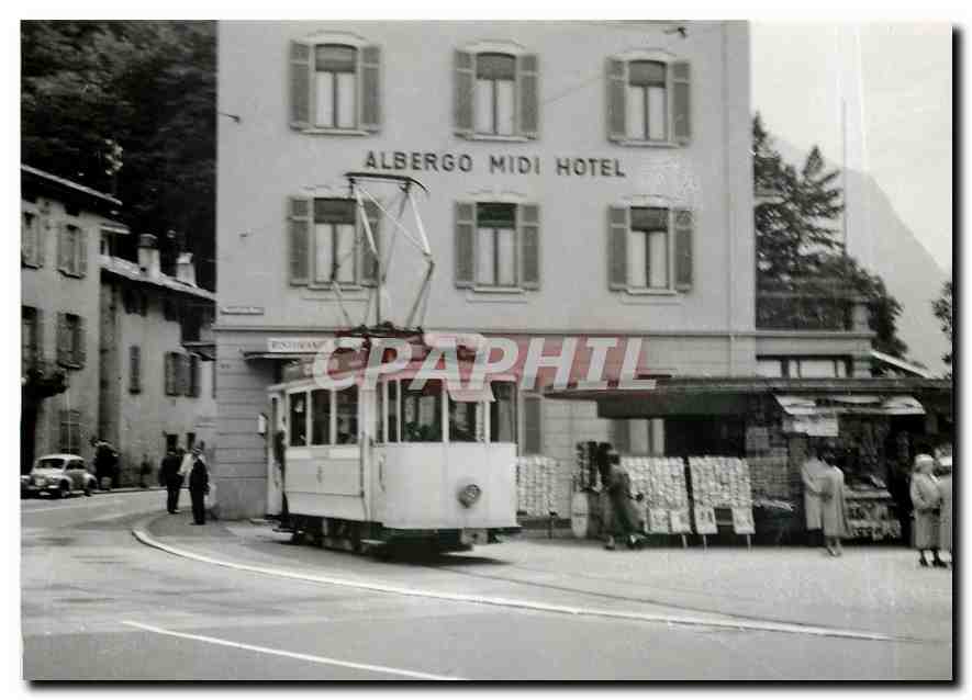 CPM Trambahn am fusse des monte Bre mit dem TCL Be 2/2 7 am 30.5.1957