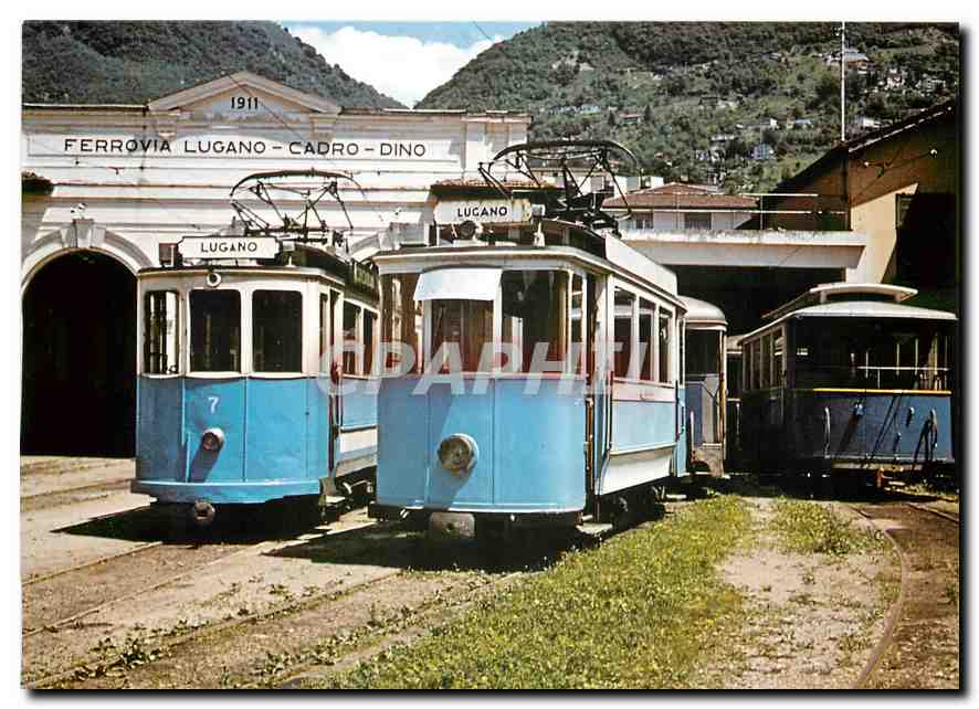 CPM Tramwagen von Mendrisio und Lugano in alten Tagen vereint bei der Lugano-Cadro-Dino Bahn LCD