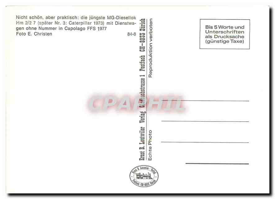 CPM Nicht schoen aber praktisch die juengste MG-Diesellok Hm 2/2 7  — Verso
