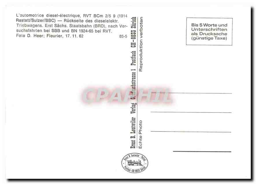 CPM L'automotrice diesel-electrique RVT BCm 2/5 9 — Verso