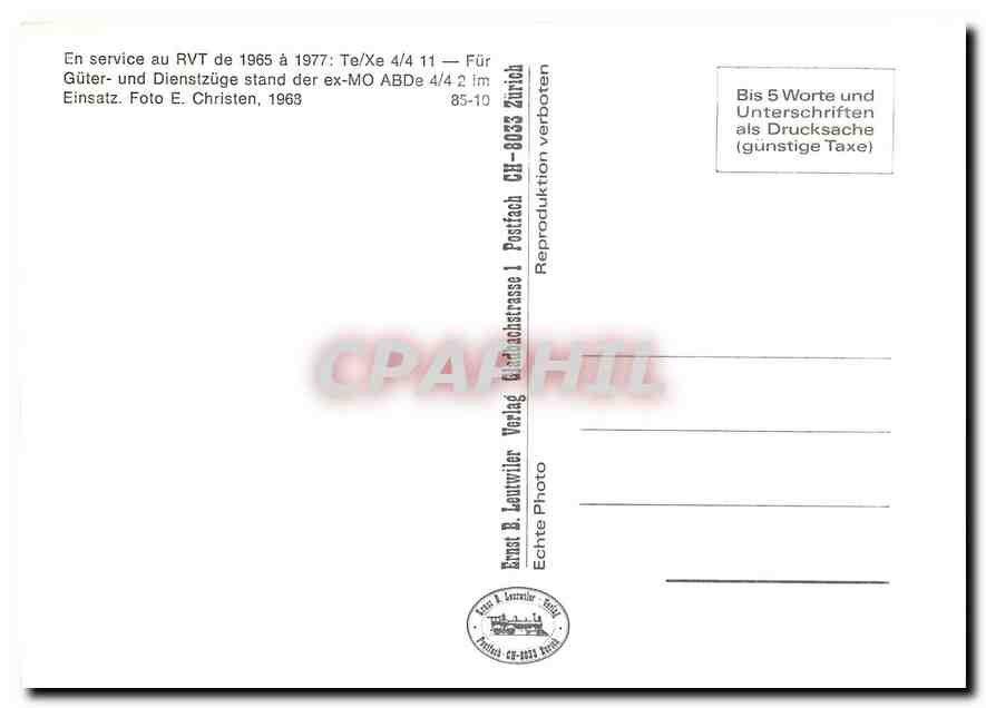 CPM En service au RVT de 1965 a 1977 Te/Xe 4/4 11 — Verso