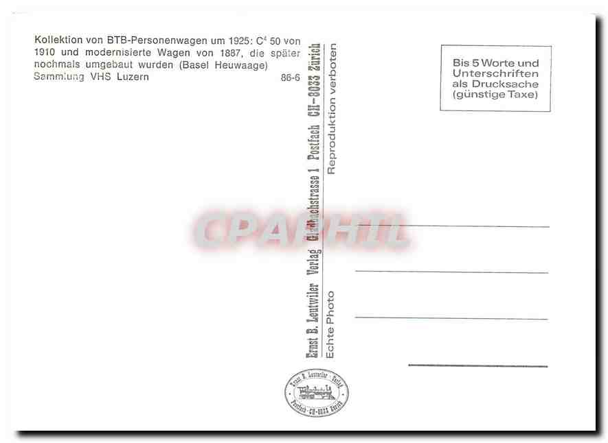 CPM BTB-Personenwagen um 1925 — Verso