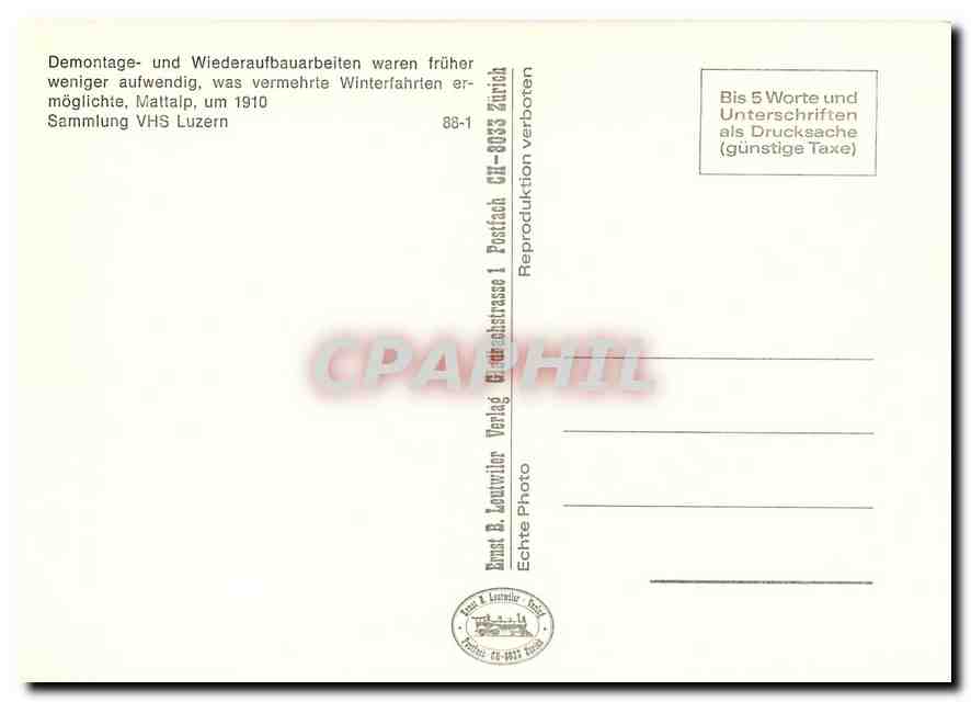 CPM Pilatusbahn - Winterfahrt — Verso