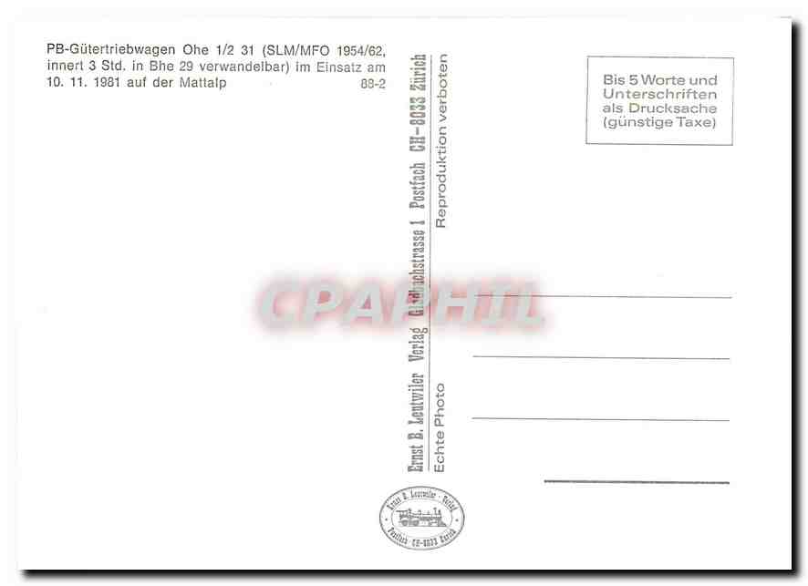 CPM PB-Guetertriebwagen Ohe 1/2 31 im Einsatz am 10.11.1981 — Verso