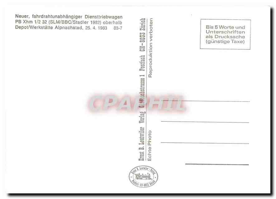 CPM Neuer Fahrdrahtunabhaengiger Diensttriebwagen PB Xhm 1/2 32 — Verso