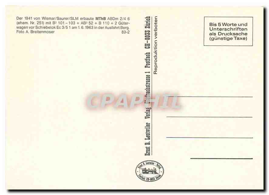 CPM Der 1941 von Wismar/Saurer/SLM erbaute MthB ABDm 2/4 6 — Verso