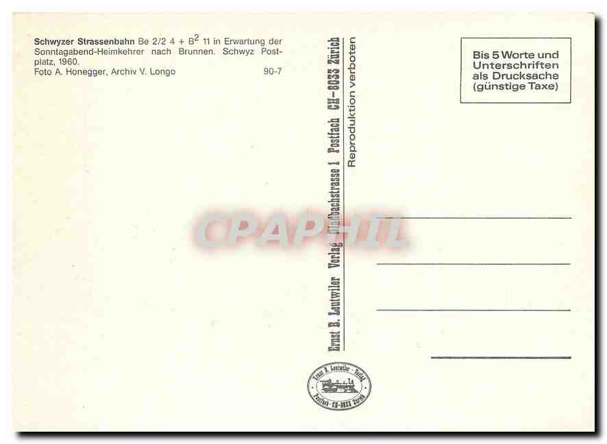 CPM SStB Ce 2/2 2 in winterlicher Umgebung. Seewen 1959 — Verso