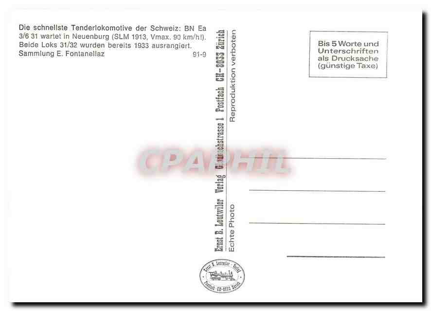 CPM Die schellste Tenderlokomotive der Schweiz: BN Ea 3/6 31 — Verso
