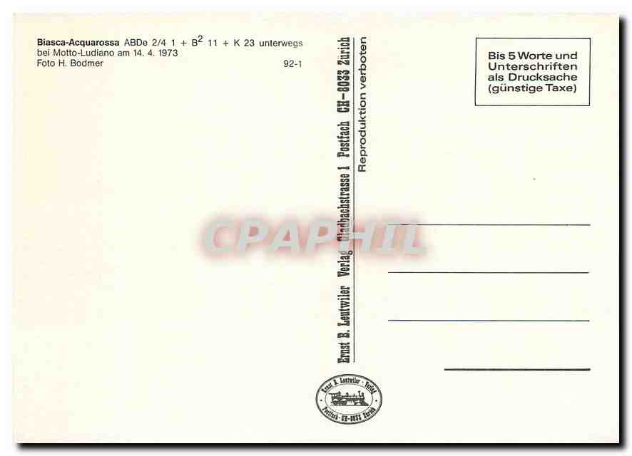CPM Biasca-Acquarossa ABDe 2/4 1 + B2 11 + K 23 unterwegs bei Motto-Ludiano am 14.4.1973 — Verso