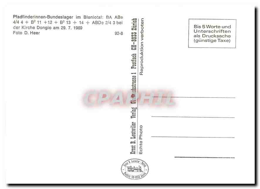CPM Pfadfinderinnen-Bundeslager im Blenlotal: BA ABe 4/4 4 + B2 11 + 12 + B3 13 + 14 + ABDe 2/4 3 be — Verso