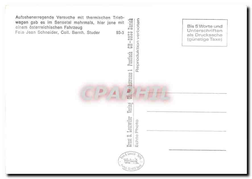 CPM Aufsehenerregende Versuche mit thermischen Triebwagen gab es im Sensetal mahrmals hier jene mit  — Verso