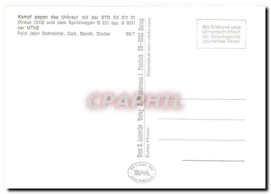 CPM Kampf gegen das Unkraut mit der STB Ed 2/2 21 und dem Spritzwagen S 221 der MThB — Verso