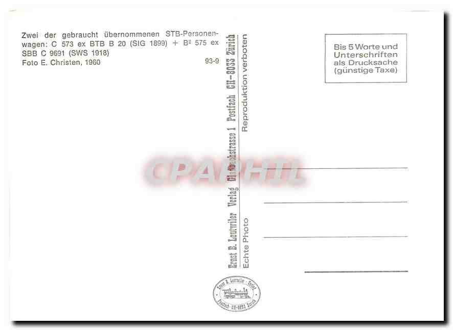 CPM Zwei der gebraucht uebernommenen STB-Personenwagen: C 573 + B2 575 — Verso