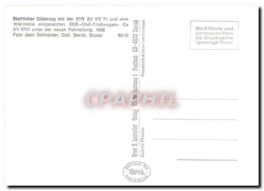 CPM Stattlicher Gueterzug mit der STB Ed 2/2 22 und dem mietweise eingesetzten SBB-''Midi-Triebwagen — Verso