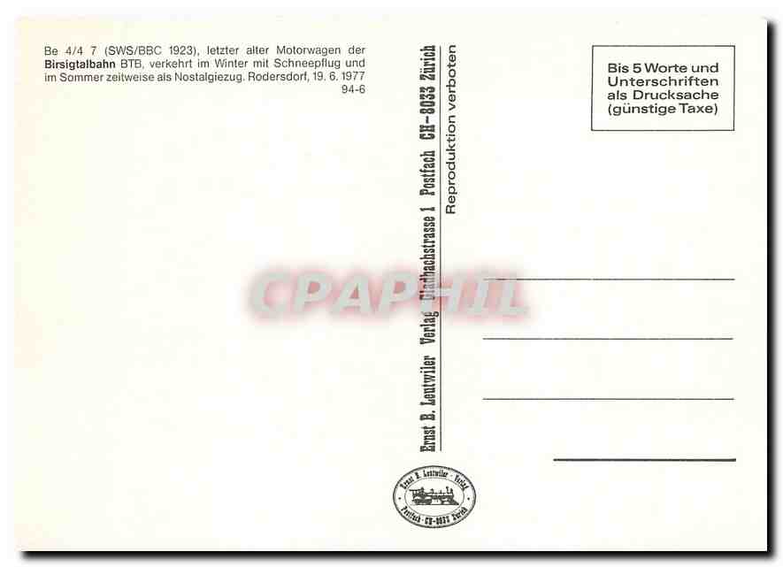 CPM Be 4/4 7 letzter alter Motorwagen der Birsigtalbahn BTB — Verso