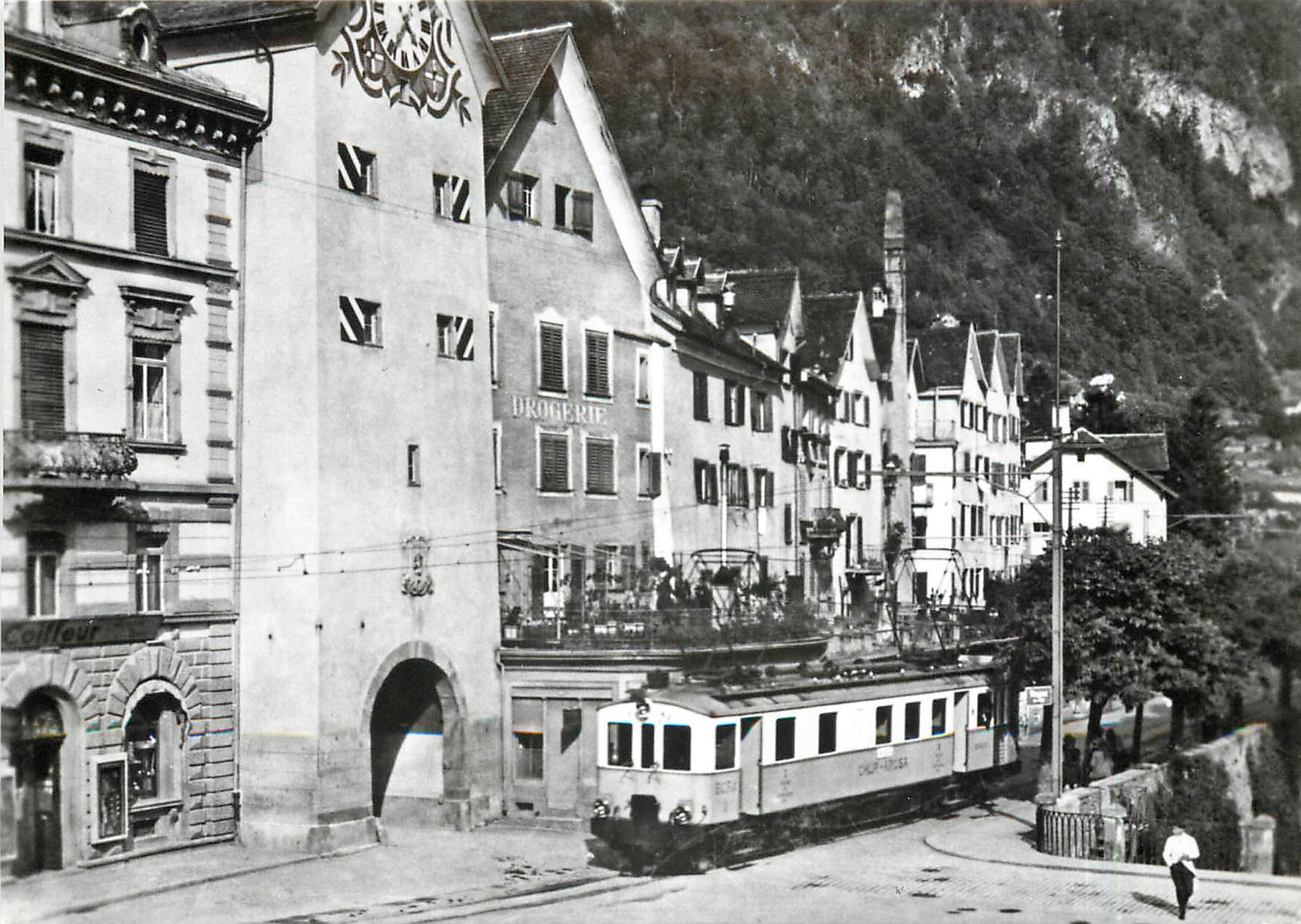 CPM Die Churer Ortsdurchfahrt - zur Zeit der chur-Arosa Bahn noch weniger problematisch BCFe 4/4 1 a
