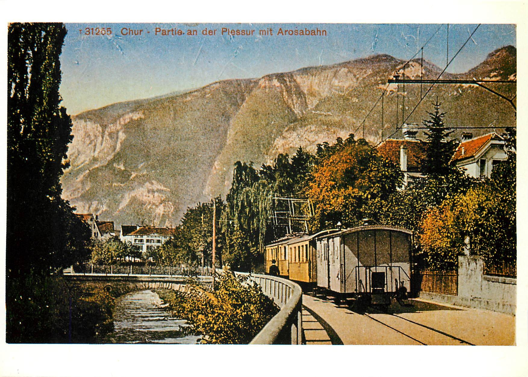 CPM Typischer Personenzug der Chur-Arosa ahn um 1920